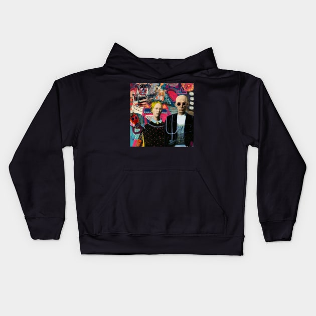 American Gothic pop art Kids Hoodie by christian@heltsort.com